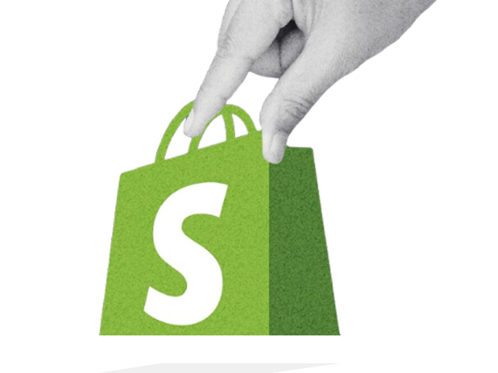 Hand holding Shopify bag